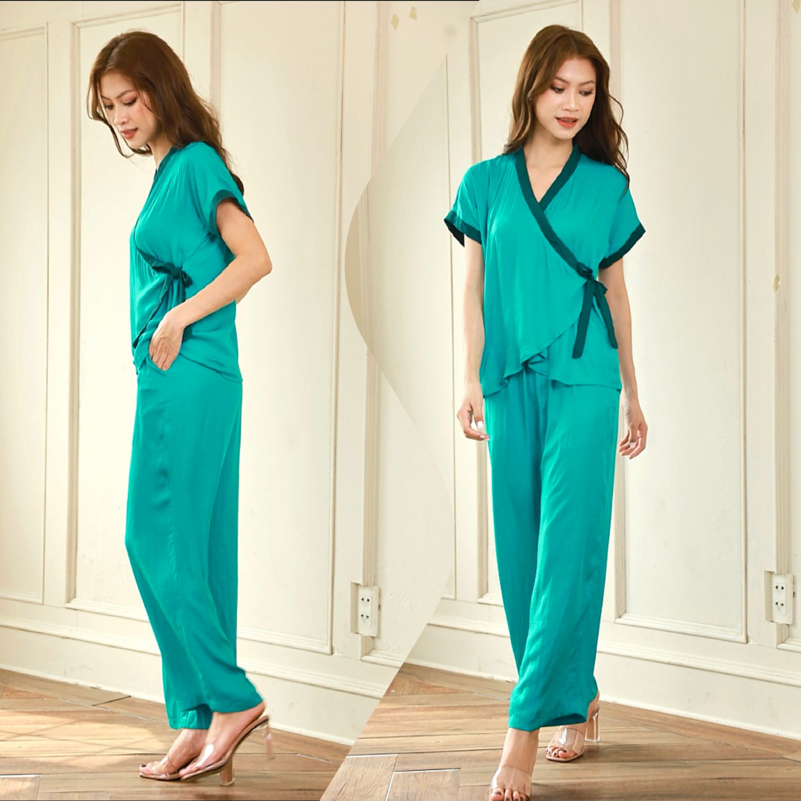  set 3sp  Đồ bộ quần dài yukata tay liền ngắn 