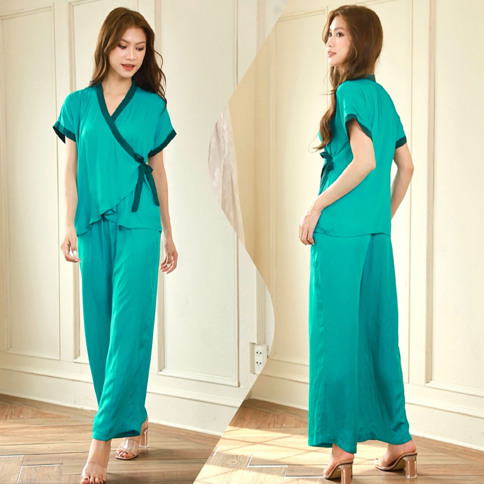  set 3sp  Đồ bộ quần dài yukata tay liền ngắn 
