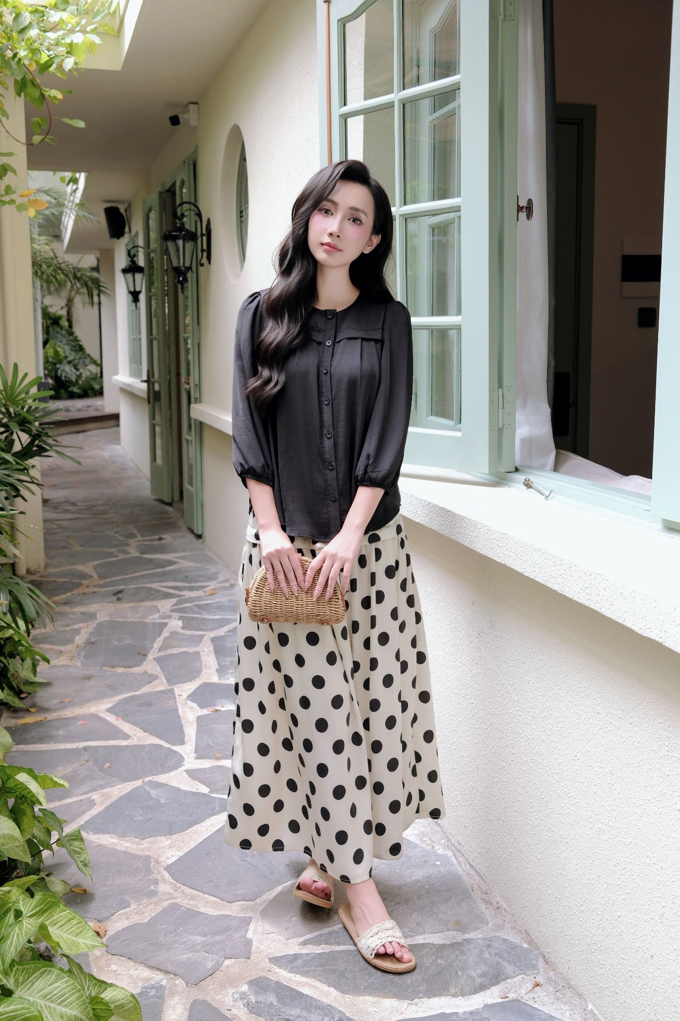  Chân váy xòe 3 nút 