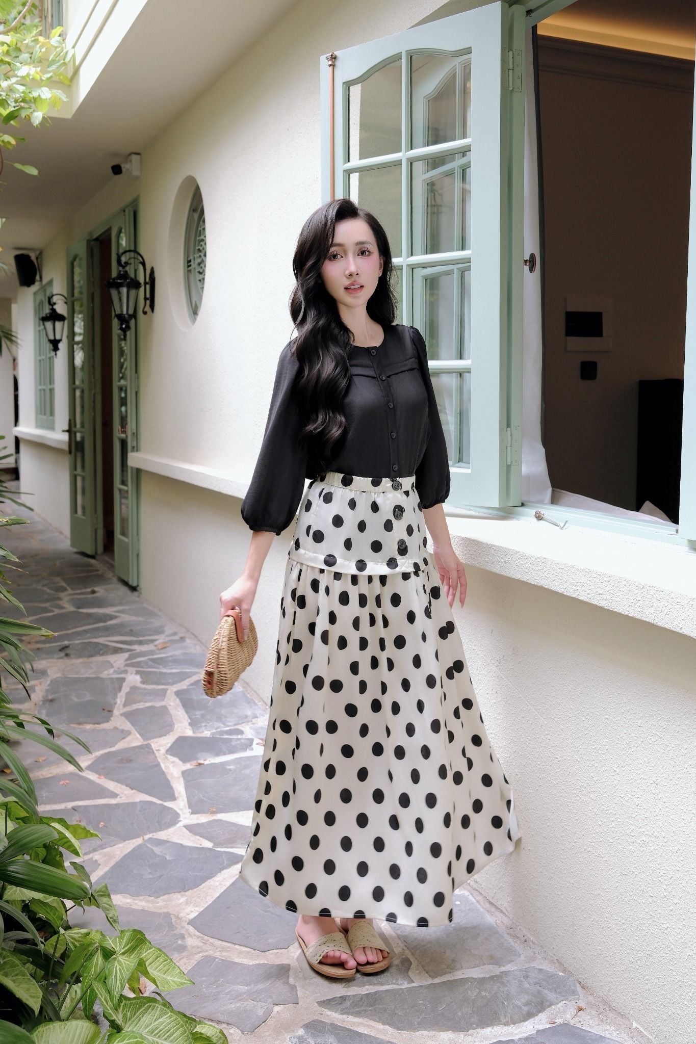  Chân váy xòe 3 nút 