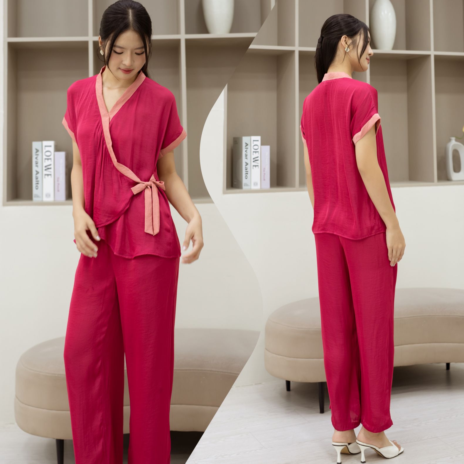  set 3sp  Đồ bộ quần dài yukata tay liền ngắn 