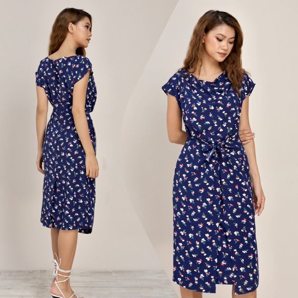  Đầm công sở cổ đổ hoa 2 lớp. 