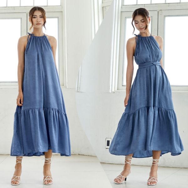  Đầm lụa maxi đi biển đuôi cá 