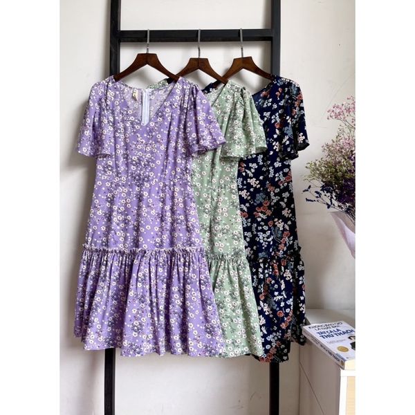  Đầm công sở đuôi cá tay tiên hoa nhí Infashion 