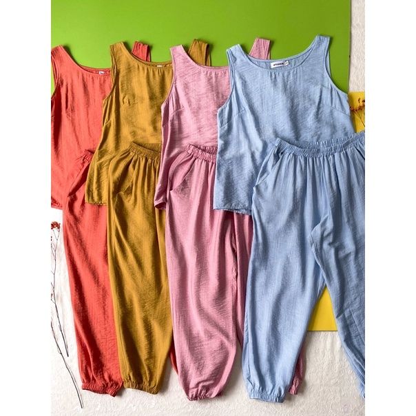  Set quần dài ông bo thun vạt xéo Infashion 