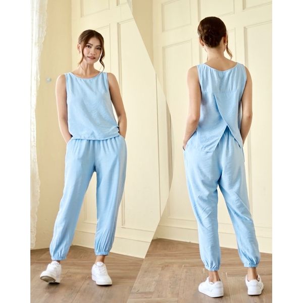  Set quần dài ông bo thun vạt xéo Infashion 