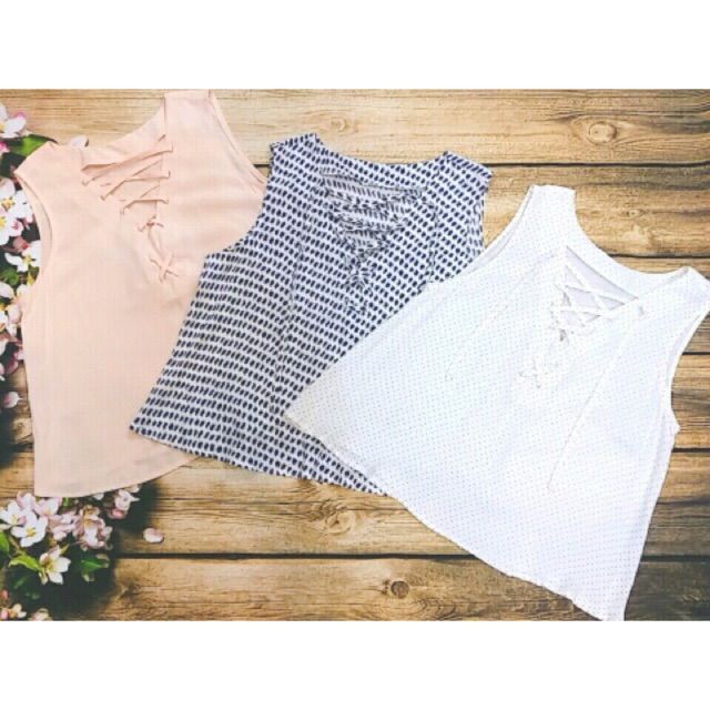  Áo thắt nơ cổ V không tay Infashion 