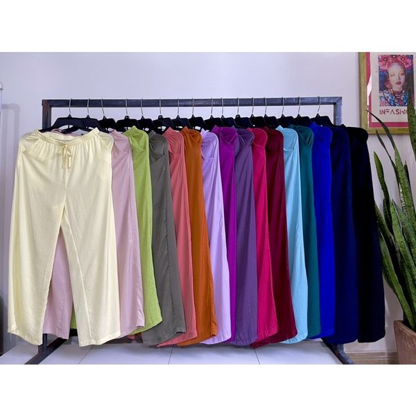  Quần lụa dài ống rộng mặc nhà nữ 