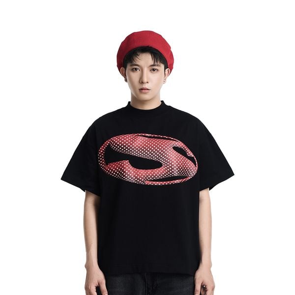  SS POLKADOT BIG BOXY T-SHIRT (BLACK) 