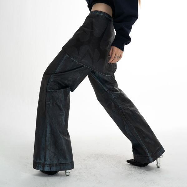 LAYERED FLARE COATED JEANS 