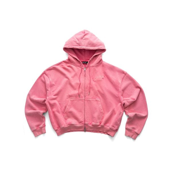  SS LOGO WASHED BOXY FIT ZIP-UP HOODIE 