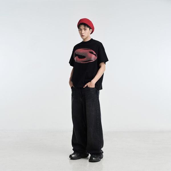  SS POLKADOT BIG BOXY T-SHIRT (BLACK) 