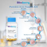  Viên uống giảm mụn Blissberry Pureskin Acne Support K21 60 viên 
