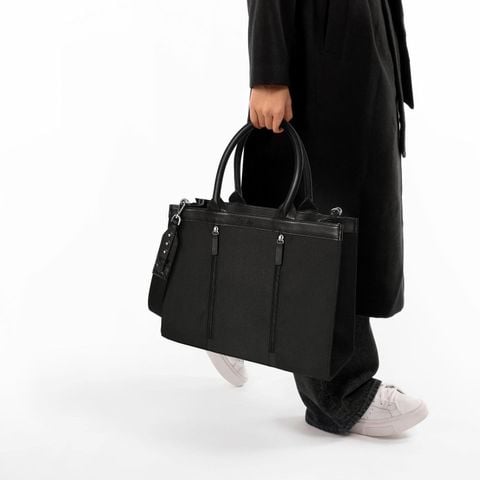  Túi Canvas Quai Da Thời Trang Nam Nữ Chu Du - Wipac Bag 15 Inches - Màu Đen 