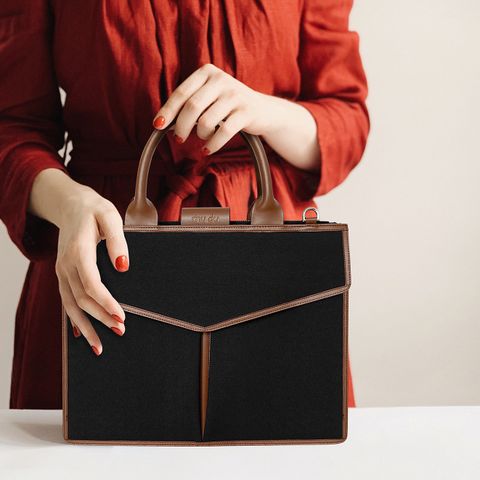  Túi Canvas Quai Da Thời Trang Nam Nữ Chu Du - Letter Bag 13 Inches - Màu Đen 