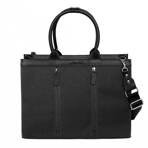  Túi Canvas Quai Da Thời Trang Nam Nữ Chu Du - Wipac Bag 15 Inches - Màu Đen 