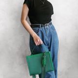  Túi Daily Canvas Quai Da Thời Trang Nam Nữ Chu Du - Màu Xanh Lá - Medium 