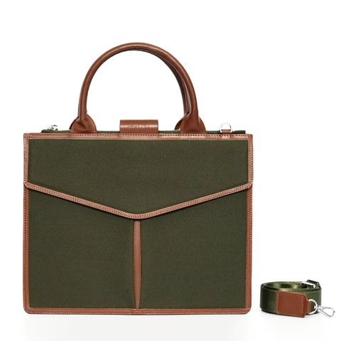  Túi Canvas Quai Da Thời Trang Nam Nữ Chu Du - Letter Bag 13 Inches - Màu Xanh Rêu 