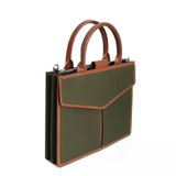  Túi Canvas Quai Da Thời Trang Nam Nữ Chu Du - Letter Bag 13 Inches - Màu Xanh Rêu 