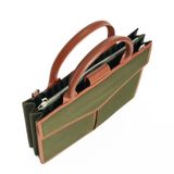  Túi Canvas Quai Da Thời Trang Nam Nữ Chu Du - Letter Bag 13 Inches - Màu Xanh Rêu 
