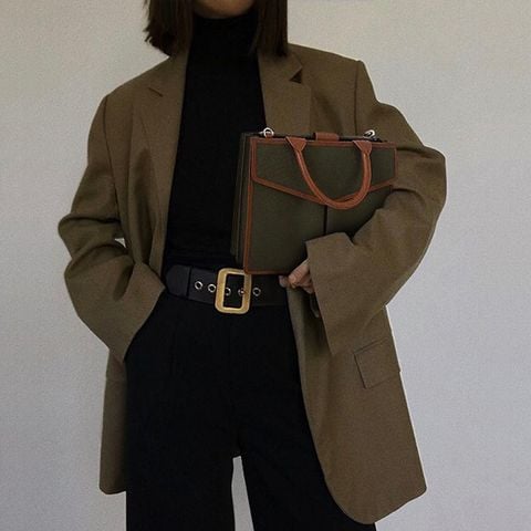  Túi Canvas Quai Da Thời Trang Nam Nữ Chu Du - Letter Bag 13 Inches - Màu Xanh Rêu 