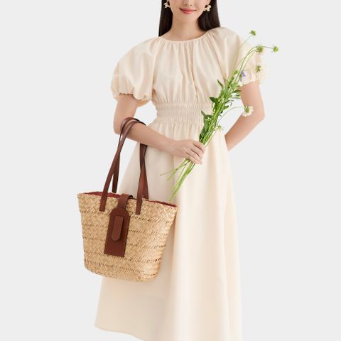  Túi Cói Quai Da Thời Trang Chu Du - Large Basket Bag 