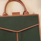  Túi Canvas Quai Da Thời Trang Nam Nữ Chu Du - Letter Bag 13 Inches - Màu Xanh Rêu 