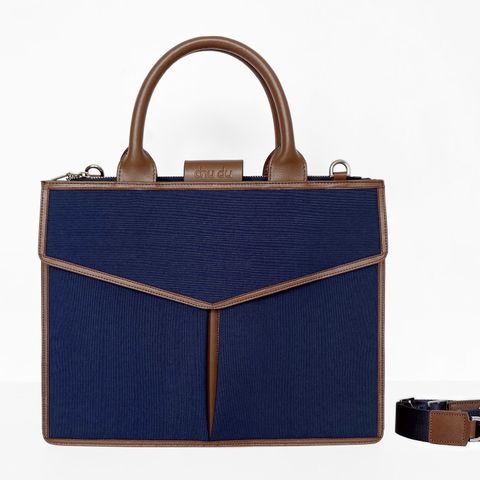  Túi Canvas Quai Da Thời Trang Nam Nữ Chu Du - Letter Bag 13 Inches - Màu Xanh Navy 