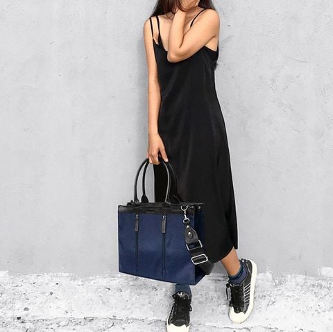  Túi Canvas Quai Da Thời Trang Nam Nữ Chu Du - Wipac Bag 13 Inches - Màu Xanh Navy 