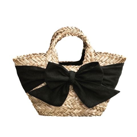  Túi Cói TieBow Basket Thời Trang Nữ Chu Du - Nơ Đen 