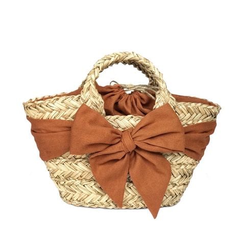  Túi Cói TieBow Basket Thời Trang Nữ Chu Du - Nơ Cam 
