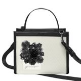  Túi Daily Canvas Quai Da Thời Trang Nam Nữ Chu Du - Màu Trắng Đính Hoa - Size Vừa 