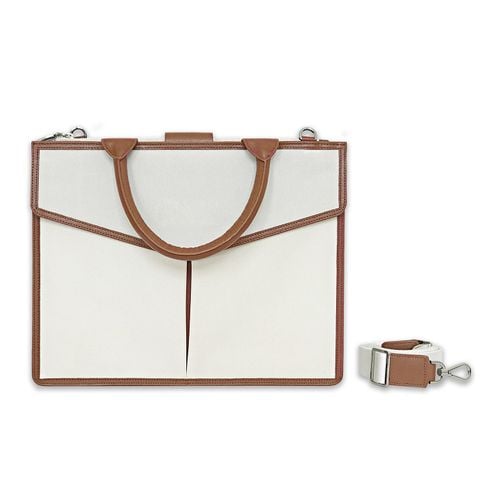  Túi Canvas Quai Da Thời Trang Nam Nữ Chu Du - Letter Bag 13 Inches - Màu Trắng 
