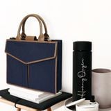  Túi Canvas Quai Da Thời Trang Nam Nữ Chu Du - Letter Bag 13 Inches - Màu Xanh Navy 