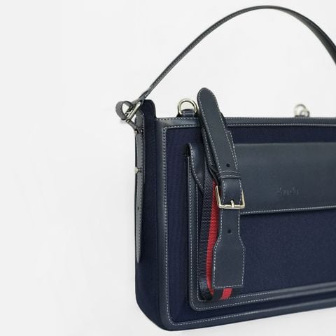  Túi Canvas Silence Quai Da Thời Trang Nam Nữ Chu Du - Màu Xanh Navy - Size Trung 
