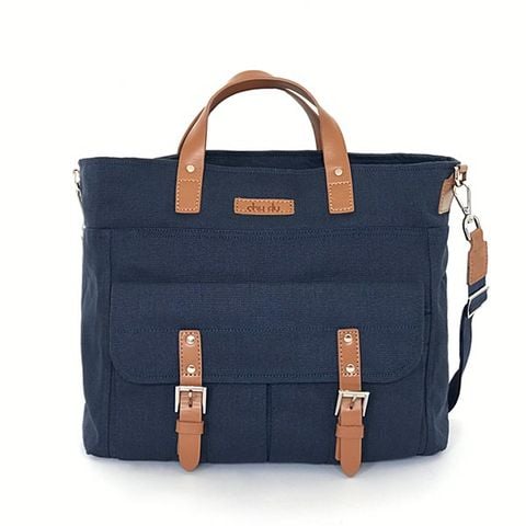  Túi Canvas Quai Da Thời Trang Nam Nữ Chu Du - Mr.Square Bag - Xanh Navy 