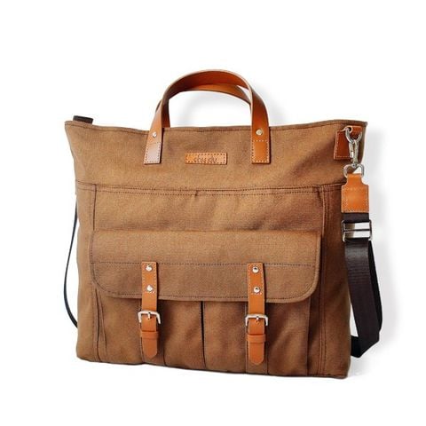  Túi Canvas Quai Da Thời Trang Nam Nữ Chu Du - Mr.Square Bag - Màu Nâu Vàng 