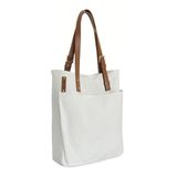  Túi Tote Canvas Quai Da Thời Trang Nam Nữ Chu Du - August Bag - Màu Trắng 15 Inches 