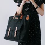  Túi Canvas Quai Da Thời Trang Nam Nữ Chu Du - Mr.Square Bag - Màu Đen 