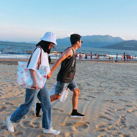  Túi Tote Canvas Quai Da Thời Trang Nam Nữ Chu Du - Beach Bag Hoạ Tiết 