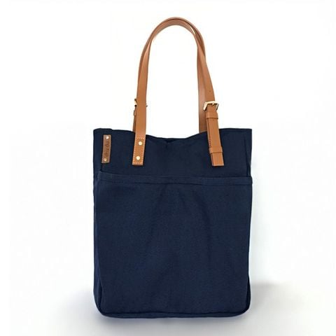  Túi Tote Canvas Quai Da Thời Trang Nam Nữ Chu Du - August Bag - Xanh Navy 