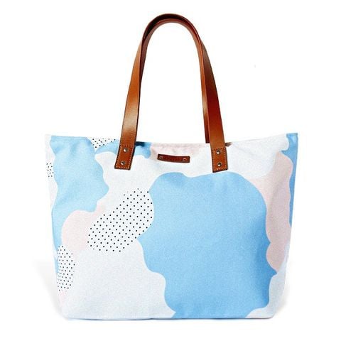  Túi Tote Canvas Quai Da Thời Trang Nam Nữ Chu Du - Beach Bag Hoạ Tiết 