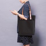  Túi Tote Canvas Quai Da Thời Trang Nam Nữ Chu Du - August Bag - Nâu Sậm 15 Inches 