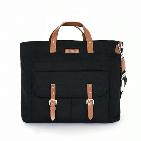  Túi Canvas Quai Da Thời Trang Nam Nữ Chu Du - Mr.Square Bag - Màu Đen 