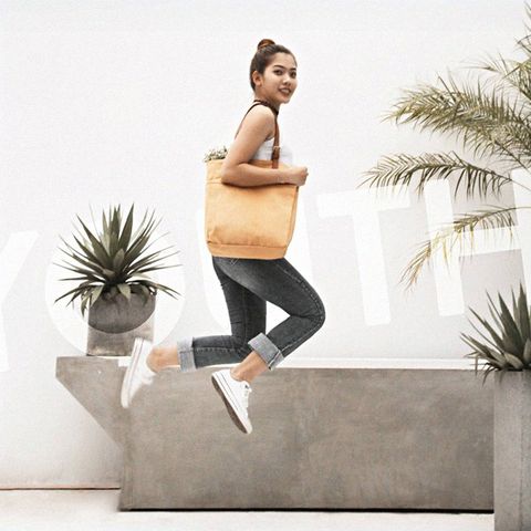  Túi Tote Canvas Quai Da Thời Trang Nam Nữ Chu Du - August Bag - Màu Vàng 15 Inches 