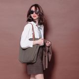  Túi Tote Canvas Quai Da Thời Trang Nam Nữ Chu Du - August Bag - Màu Xanh Rêu 15 Inches 