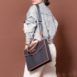  Túi Canvas Quai Da Thời Trang Nam Nữ Chu Du - Letter Bag 13 Inches - Màu Xanh Navy 