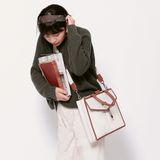  Túi Canvas Quai Da Thời Trang Nam Nữ Chu Du - Letter Bag 13 Inches - Màu Trắng 