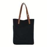  Túi Tote Canvas Quai Da Thời Trang Nam Nữ Chu Du - August Bag - Màu Đen 15 Inches 