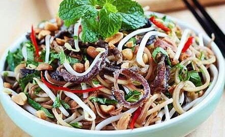 Eel & wild banana salad